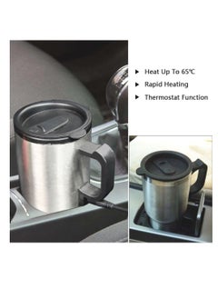 PAMEER Auto Plug Power 480ml/17oz 12V Heated Car Mug, Stainless Steel Insulated Coffee Cup, Tea & Water Thermos with Airtight Lid, Silver Color  - Image 3