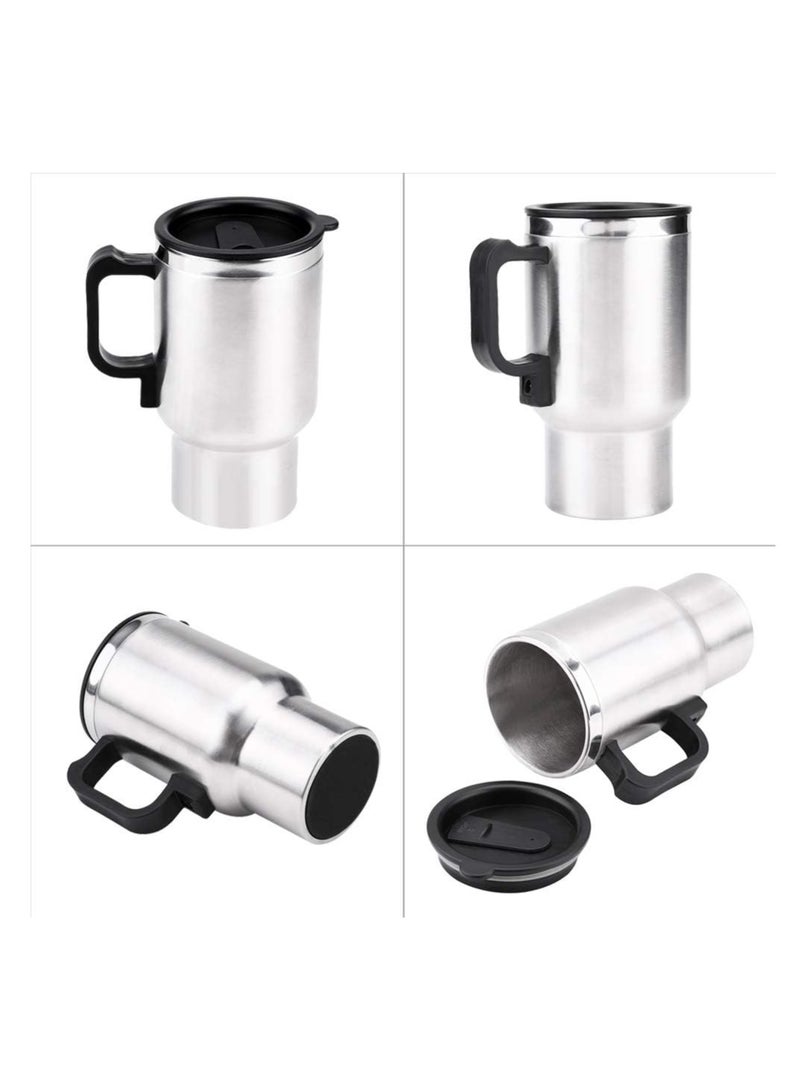 PAMEER Auto Plug Power 480ml/17oz 12V Heated Car Mug, Stainless Steel Insulated Coffee Cup, Tea & Water Thermos with Airtight Lid, Silver Color  - Image 4