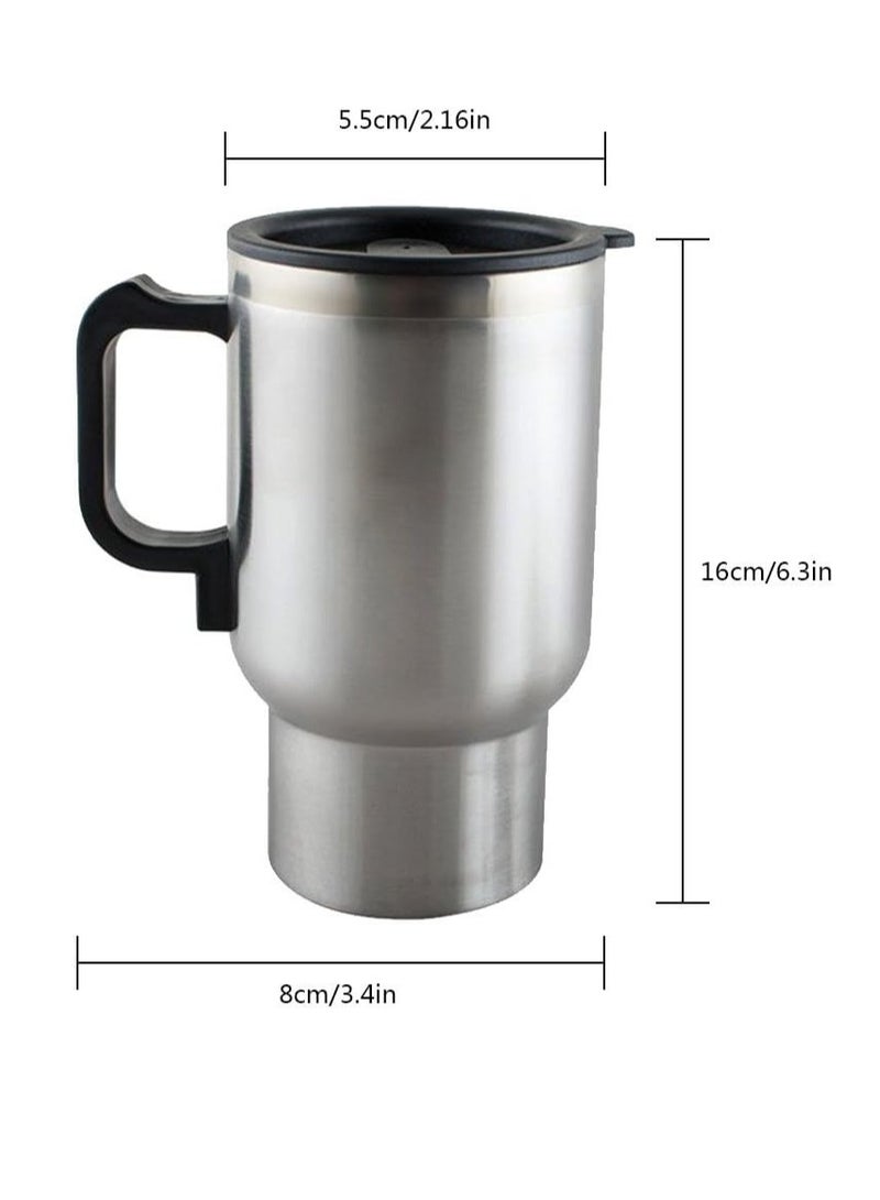 PAMEER Auto Plug Power 480ml/17oz 12V Heated Car Mug, Stainless Steel Insulated Coffee Cup, Tea & Water Thermos with Airtight Lid, Silver Color  - Image 5