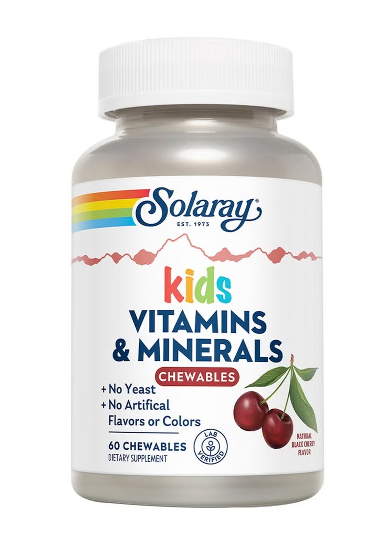 SOLARAY Kids Multivitamin Chewable Tablets, Black Cherry Flavor, 60 Count – Daily Nutritional Support for Children Aged 6+ - Image 1