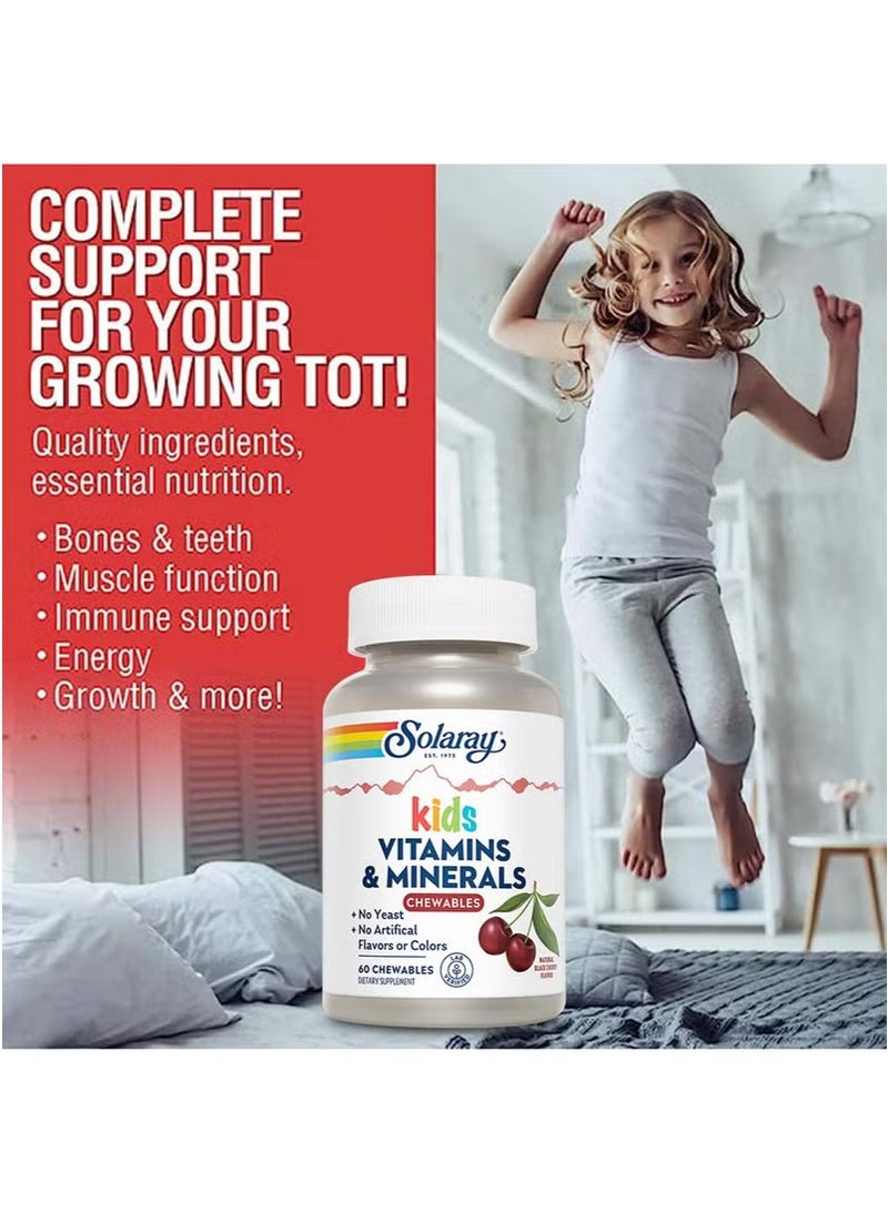 SOLARAY Kids Multivitamin Chewable Tablets, Black Cherry Flavor, 60 Count – Daily Nutritional Support for Children Aged 6+ - Image 3