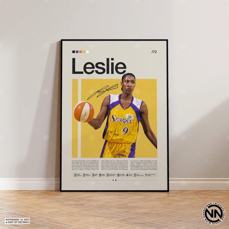 TNESSENTIAL Lisa Leslie Poster, Los Angeles Sparks, WNBA Poster, Sports Poster, Mid Century Modern, WNBA Fans, Basketball Gift, Sports Bedroom Posters - Image 1