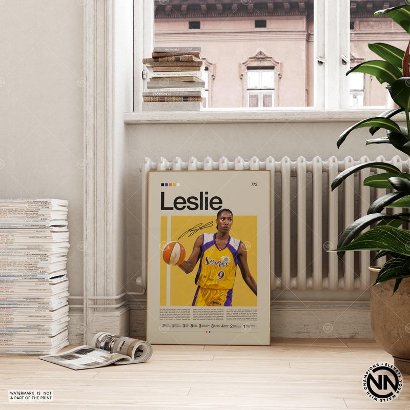 TNESSENTIAL Lisa Leslie Poster, Los Angeles Sparks, WNBA Poster, Sports Poster, Mid Century Modern, WNBA Fans, Basketball Gift, Sports Bedroom Posters - Image 2