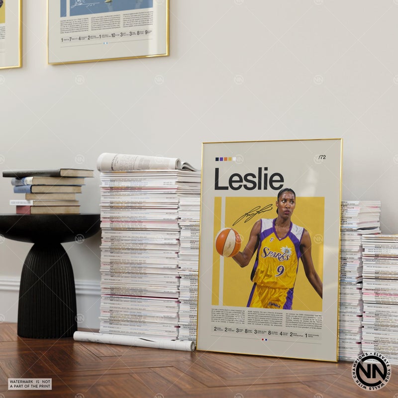 TNESSENTIAL Lisa Leslie Poster, Los Angeles Sparks, WNBA Poster, Sports Poster, Mid Century Modern, WNBA Fans, Basketball Gift, Sports Bedroom Posters - Image 4