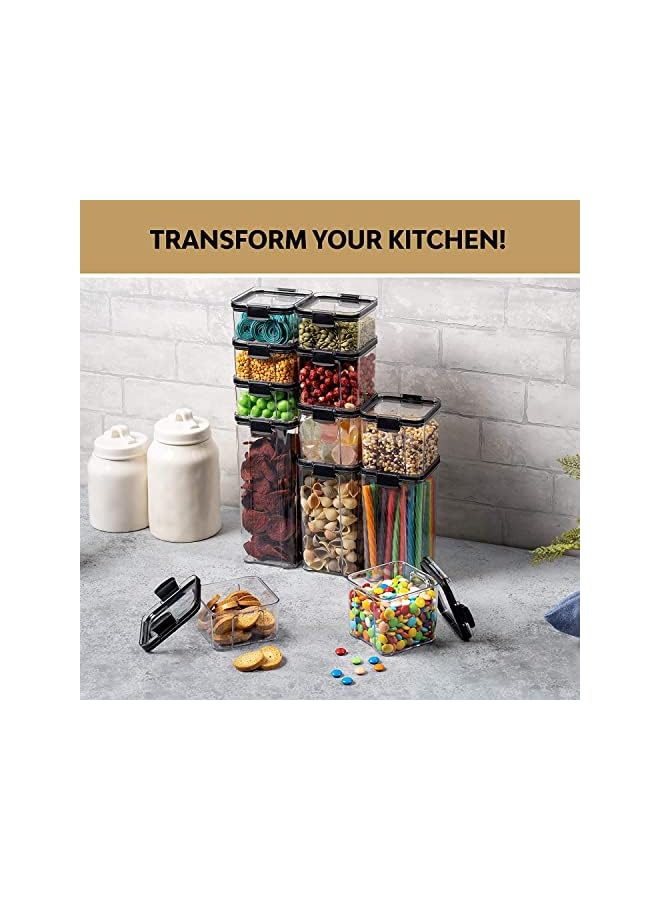 U-HOOME مجموعة حاويات تخزين الطعام المحكمة الإغلاق مع أغطية قابلة للقفل، 12 قطعة من حاويات تنظيم المطبخ والمخزن، وصناديق قابلة للتكديس خالية من مادة بيسفينول أ للأطعمة الجافة والدقيق والسكر (عبوة من 12 قطعة) - Image 5