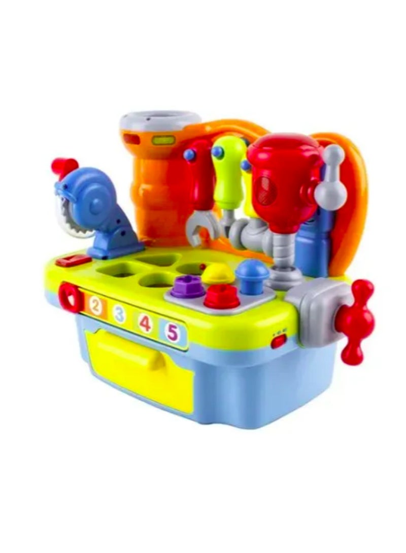 Hola 9-in-1 Multifunctional Workbench for Toddlers 12+ Months | Kids Electronic Tool Bench with Electric Drill, Lights & Sounds | STEM Pretend Play Toy - Image 2