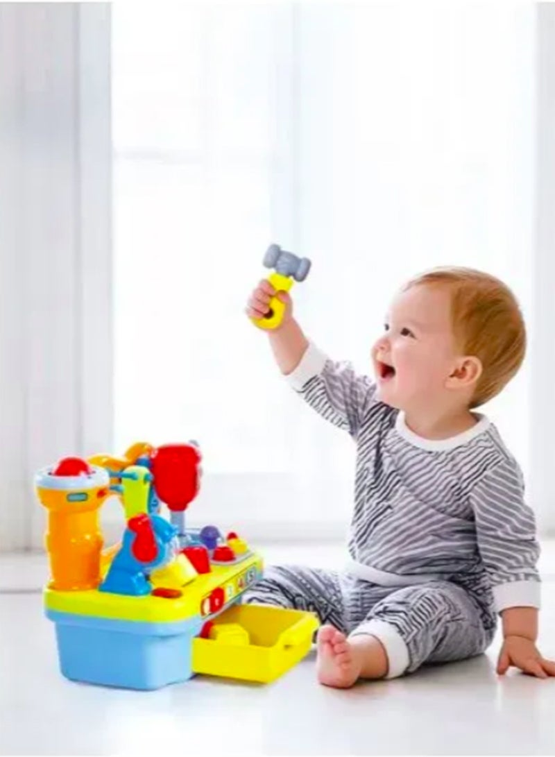 Hola 9-in-1 Multifunctional Workbench for Toddlers 12+ Months | Kids Electronic Tool Bench with Electric Drill, Lights & Sounds | STEM Pretend Play Toy - Image 3
