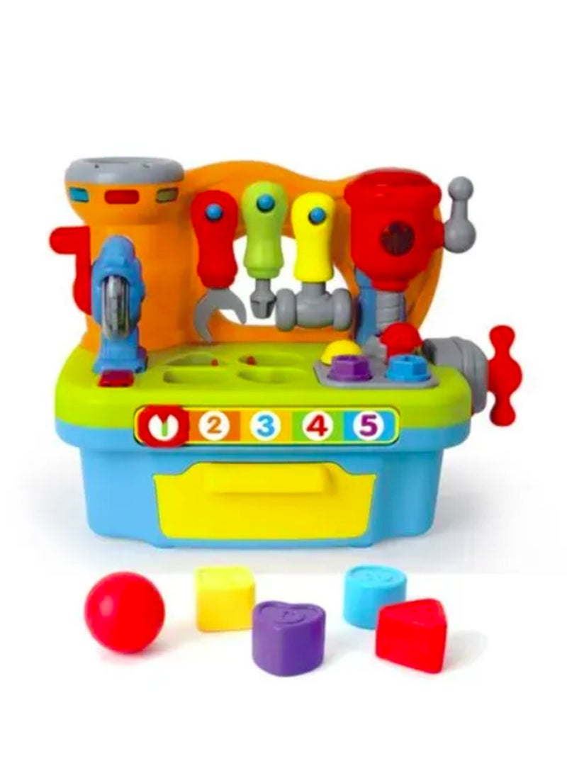 Hola 9-in-1 Multifunctional Workbench for Toddlers 12+ Months | Kids Electronic Tool Bench with Electric Drill, Lights & Sounds | STEM Pretend Play Toy - Image 1