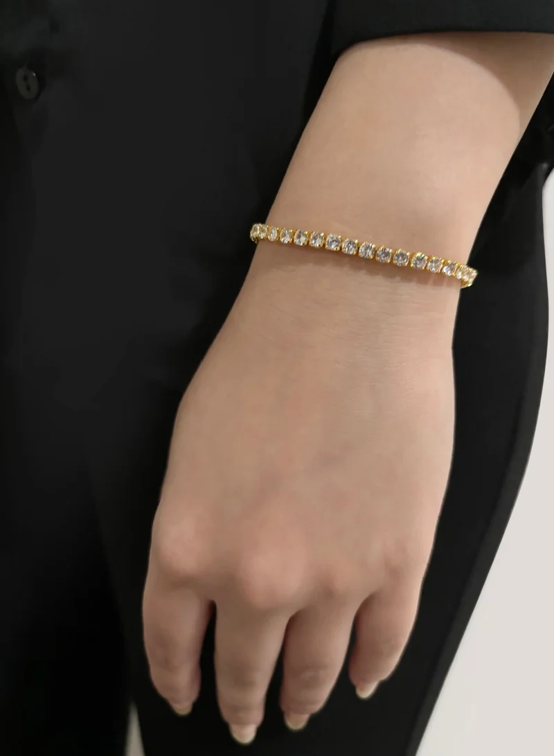 Hzmer Jewellery Divine Nostalgia Tennis Bracelet - Gold Finish