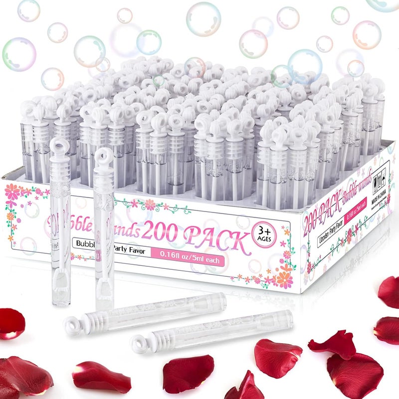 Uzoxlsn 200 Pack Mini Bubble Wands, White Bubble Stick Toy Bulk for Wedding Supplies, Anniversaries, Valentine's Day Gift, Celebrations, Wedding Send Off, Party Favor for Couple, Guests, Kid, Boy and Girl - Image 1