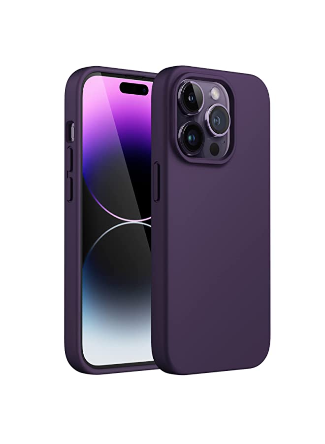 Jetech Silicone Case for iPhone 14 Pro 6.1-Inch, Silky-Soft Touch Full-Body Protective Phone Case, Shockproof Cover with Microfiber Lining (Deep Purple) - Image 1
