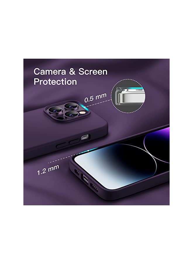 Jetech Silicone Case for iPhone 14 Pro 6.1-Inch, Silky-Soft Touch Full-Body Protective Phone Case, Shockproof Cover with Microfiber Lining (Deep Purple) - Image 3