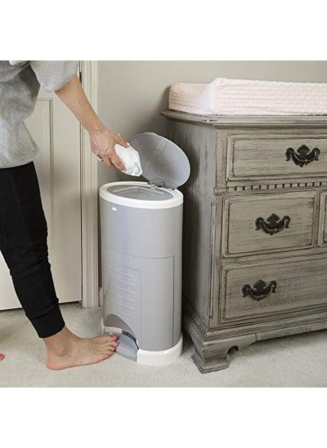 DEKOR - Plus Hands Free Diaper Pail Gray Easiest To Use Just Step Drop Done Doesn’T Absorb Odors 20 Second Bag Change Most Economical Refill System Great For Cloth Diapers - Image 1
