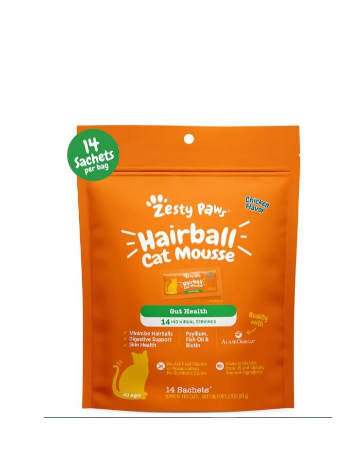 Zesty Paws Cat Hairball Mousse - Chicken - 14*6g