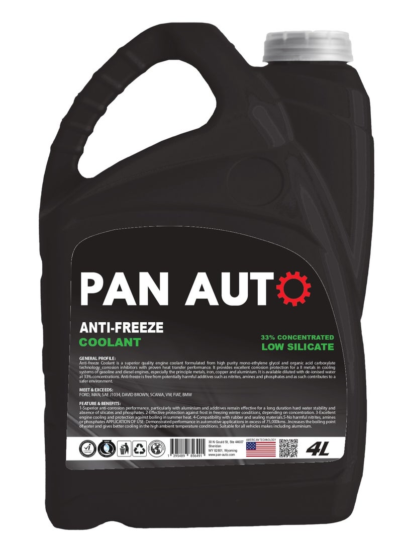 PAN AUTO - Pan Auto 33% Concentrated Low Silicate Antifreeze Coolant, 4L - Image 1