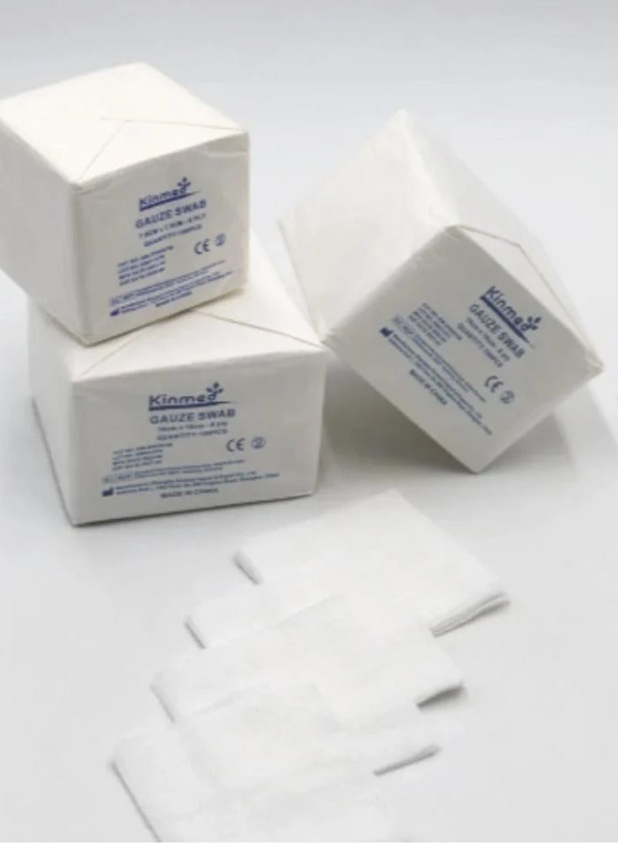 Kinmed Gauze Swabs by Kinmed - Soft & Absorbent Gauze Swabs – Ideal for Clinics & Home Use | 7.5cm x 7.5cm | 8-Ply | Pack of 100  - Image 2