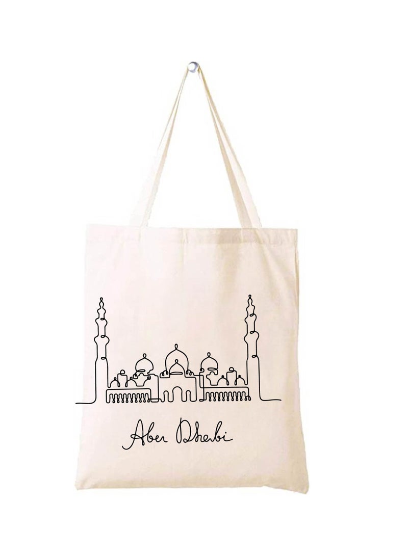Cotton Tote Bag with Abu Dhabi Design - Eco-Friendly Souvenir and Travel Accessory - Great Gift and Travel Companion - Perfect for Shopping and Everyday Use  - Image 1