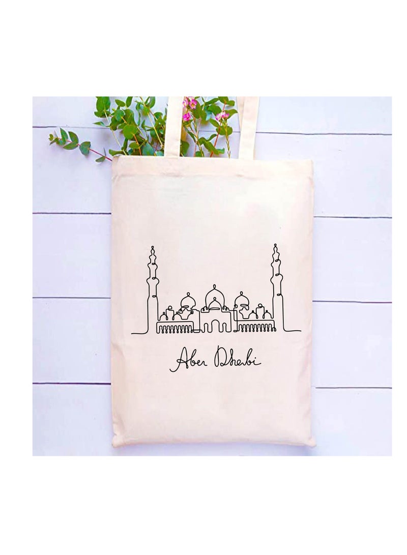 Cotton Tote Bag with Abu Dhabi Design - Eco-Friendly Souvenir and Travel Accessory - Great Gift and Travel Companion - Perfect for Shopping and Everyday Use  - Image 2