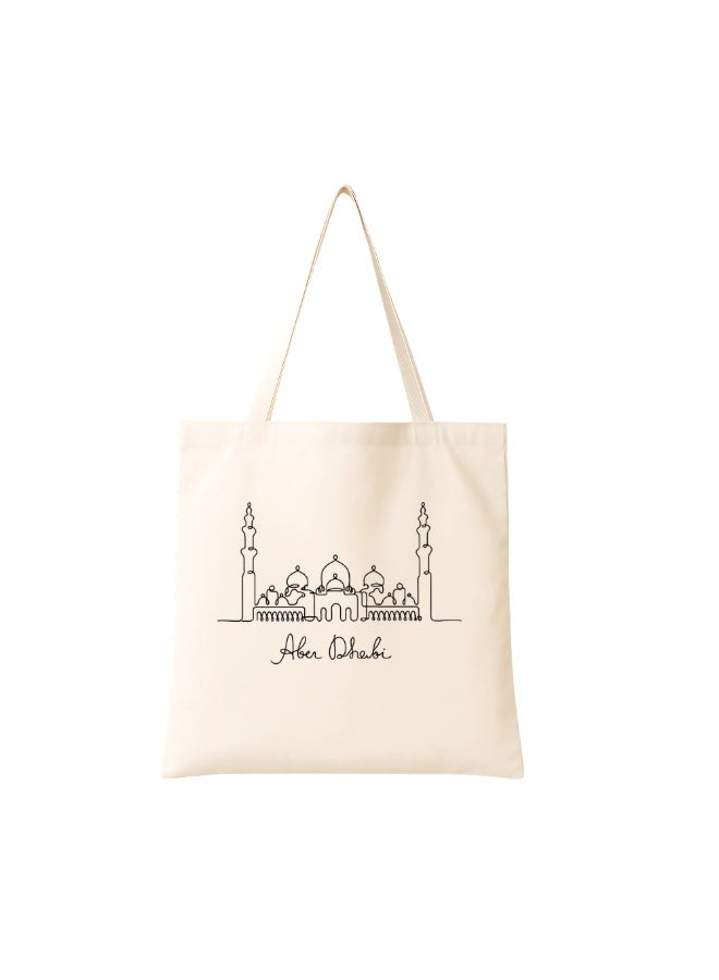 Cotton Tote Bag with Abu Dhabi Design - Eco-Friendly Souvenir and Travel Accessory - Great Gift and Travel Companion - Perfect for Shopping and Everyday Use - Image 1