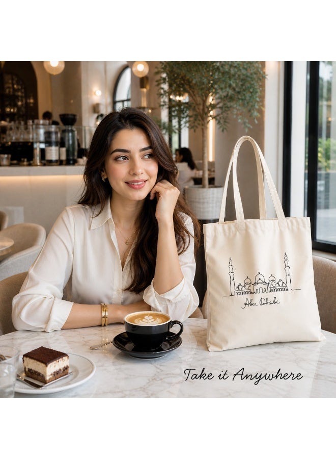 Cotton Tote Bag with Abu Dhabi Design - Eco-Friendly Souvenir and Travel Accessory - Great Gift and Travel Companion - Perfect for Shopping and Everyday Use - Image 3