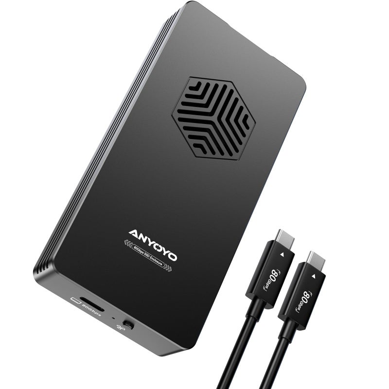 ANYOYO 80Gbps M2 NVMe SSD Enclosure with Cooling Fan Aluminium Alloy Enclosure Compatible with Thunderbolt 543USB4 Support MBM Key SSD ToolFree Installation - Image 2