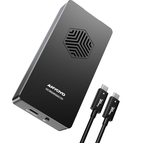 ANYOYO 80Gbps M2 NVMe SSD Enclosure with Cooling Fan Aluminium Alloy Enclosure Compatible with Thunderbolt 543USB4 Support MBM Key SSD ToolFree Installation - Image 1