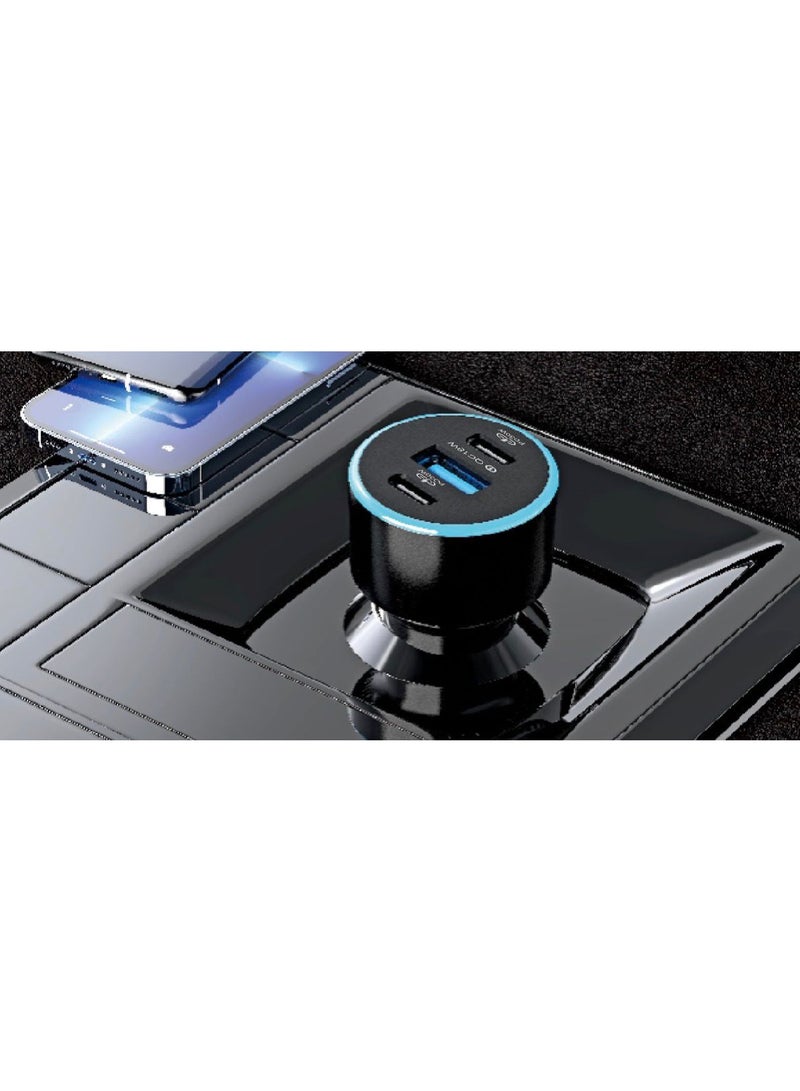 tenplus 60W 3-Ports Fast Car Charger 2 USB-C PD & 1 USB-A For  iPhone 17 16 15 & Galaxy S25 S24 S23 Ultra Black - Image 4