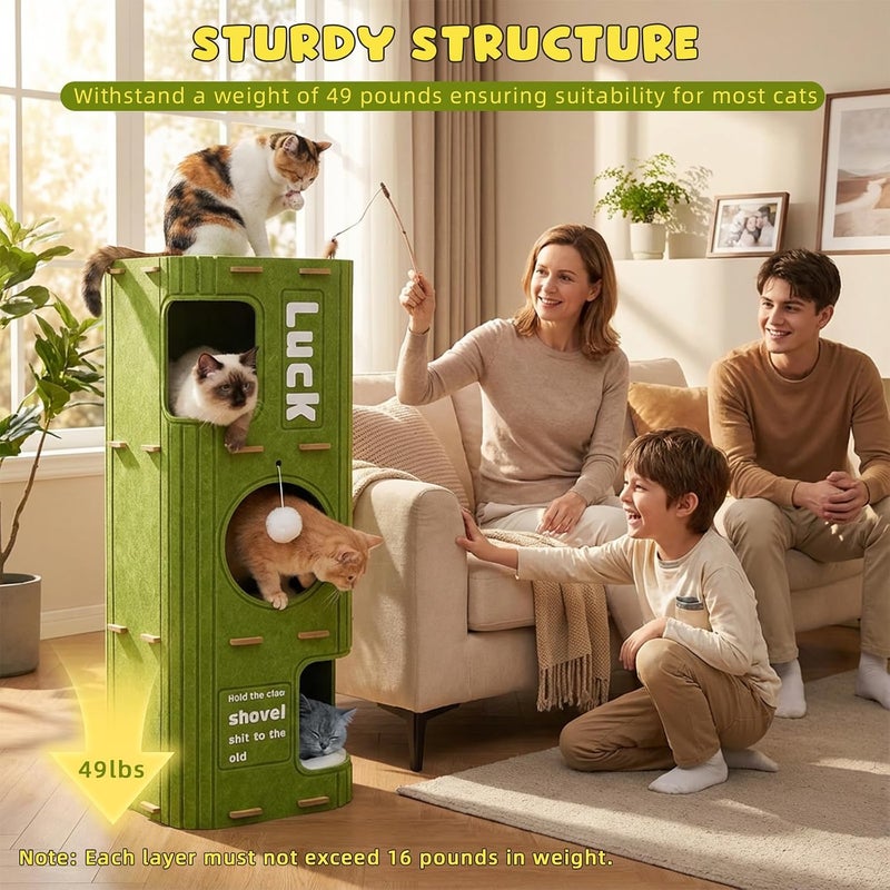 Zertylre بيت القطط للاستخدام الداخلي، كهف سرير القطط القابل للطي (بني - 3 طبقات) - Image 5