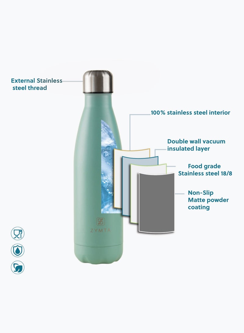 ZYMTA 500ML Stainless Steel Water Bottle | Double-Walled Vacuum Insulated Flask for Hot & Cold Drinks - Leak-Proof & BPA-Free - Light Blue - Image 5
