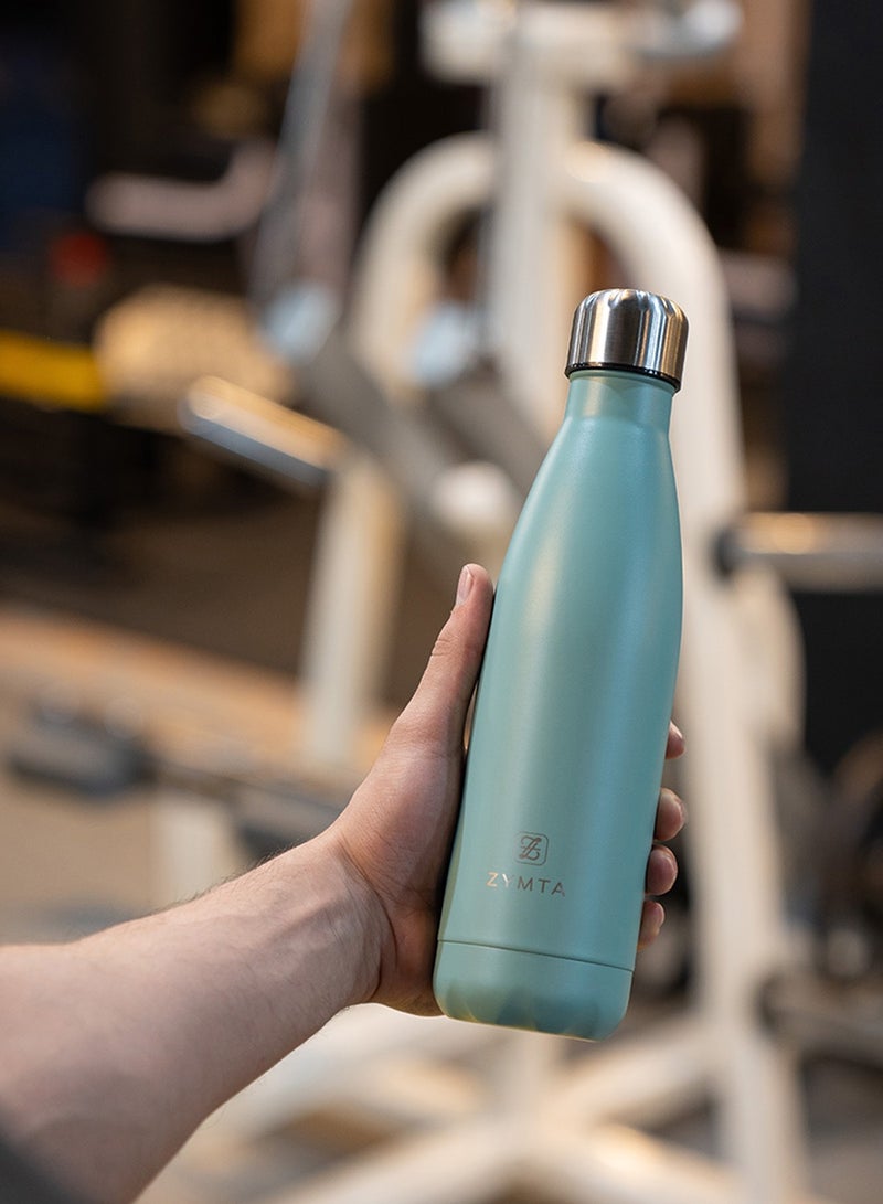 ZYMTA 500ML Stainless Steel Water Bottle | Double-Walled Vacuum Insulated Flask for Hot & Cold Drinks - Leak-Proof & BPA-Free - Light Blue - Image 3