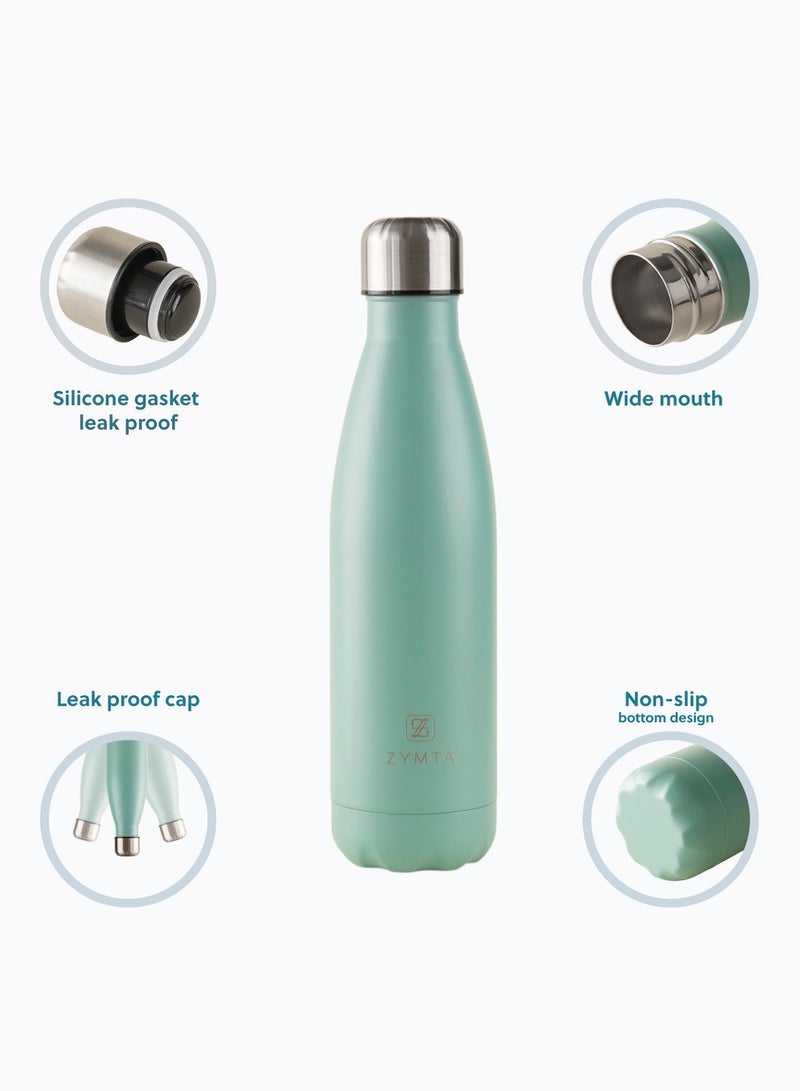ZYMTA 500ML Stainless Steel Water Bottle | Double-Walled Vacuum Insulated Flask for Hot & Cold Drinks - Leak-Proof & BPA-Free - Light Blue - Image 4