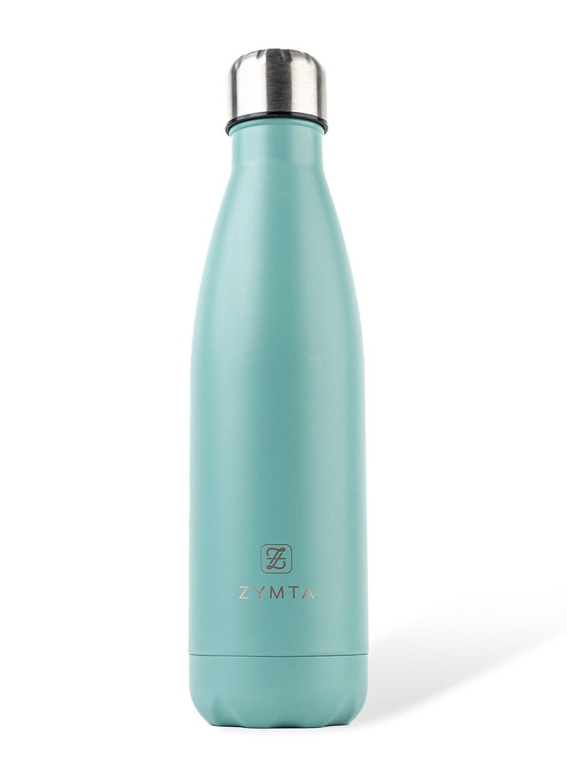 ZYMTA 500ML Stainless Steel Water Bottle | Double-Walled Vacuum Insulated Flask for Hot & Cold Drinks - Leak-Proof & BPA-Free - Light Blue - Image 1