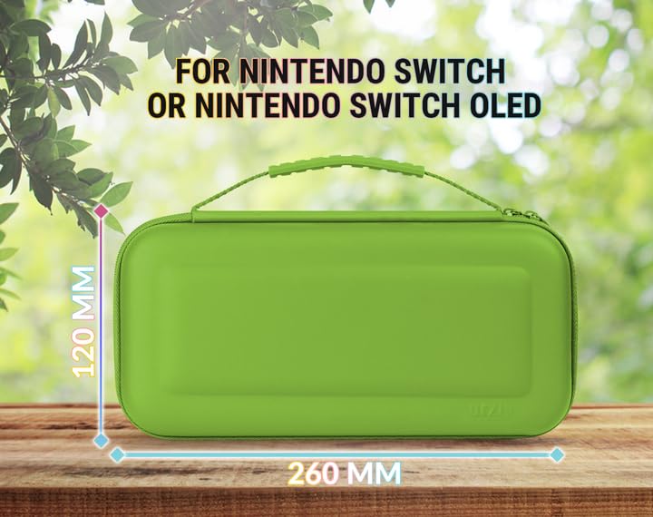 Orzly Carrying case for Nintendo Switch OLED and Switch Console - Green Protective Hard Portable Travel case Shell Pouch for Nintendo Switch Console & Accessories - Image 4