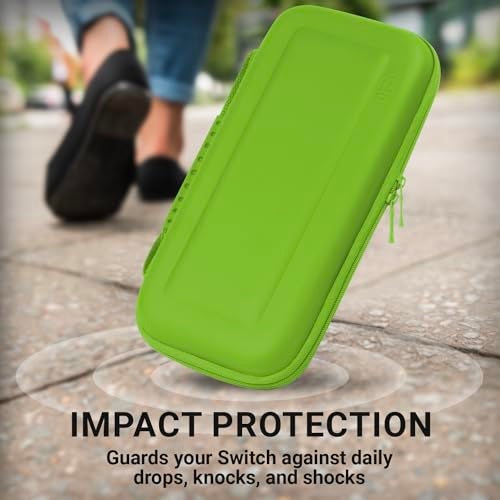 Orzly Carrying case for Nintendo Switch OLED and Switch Console - Green Protective Hard Portable Travel case Shell Pouch for Nintendo Switch Console & Accessories - Image 5