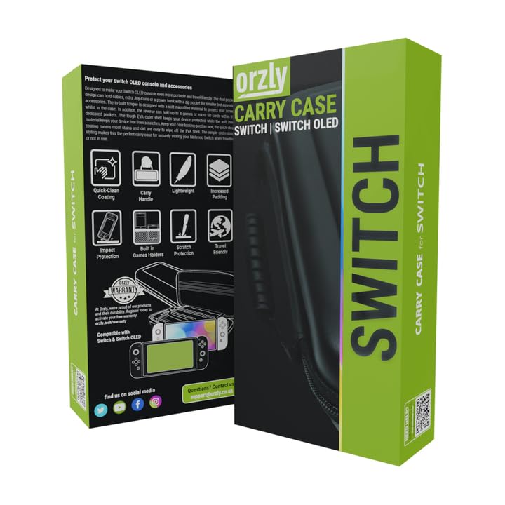 Orzly Carrying case for Nintendo Switch OLED and Switch Console - Green Protective Hard Portable Travel case Shell Pouch for Nintendo Switch Console & Accessories - Image 2