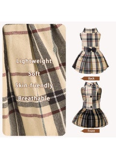 PUPTECK PUPTECK Classic Plaid Dog Dress Cute Puppy Clothes Outfit Small  - Image 3