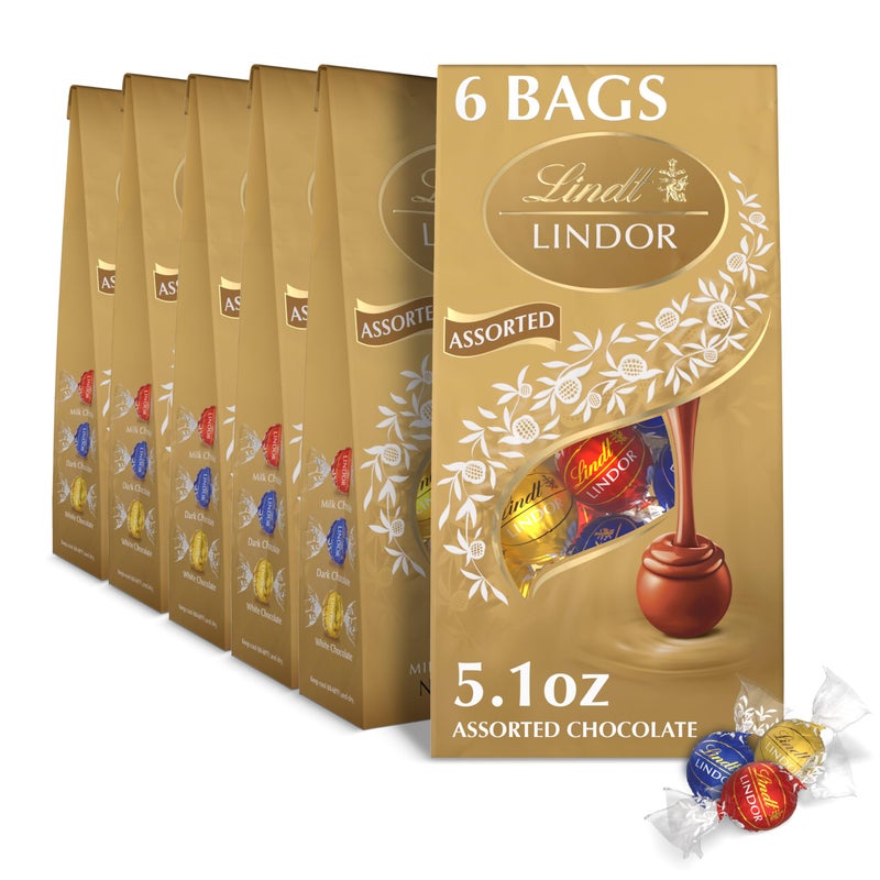 Lindt LINDOR Assorted Chocolate Truffles Chocolate Candy with Smooth Melting Truffle Center Great for Gift Giving 51 oz Bag 6 Pack - Image 3