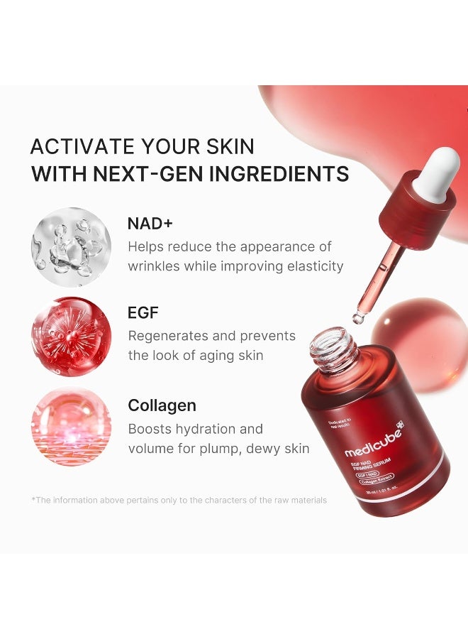 Medicube NAD EGF Firming Serum for Face & Neck | Anti-Aging Serum with EGF Peptide, NAD+ & Collagen | Wrinkle Appearance, Elasticity & Pore Care | Korean Skincare, 1.01 fl.oz - Image 3
