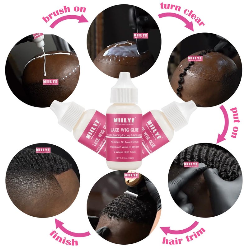 MIILYE Wig Adhesive Glue, Invisible Waterproof MIILYE Hair Replacement Bonding Glue, Strong Hold for Lace Front Wig and Poly Hairpieces, Toupee, Cosmetic Hair Systems (Wig Glue for Lace Front Wig 1.3 fl oz) - Image 5