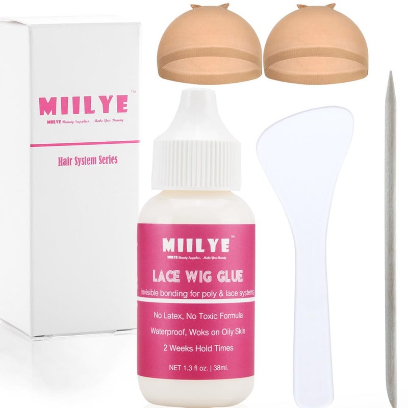 MIILYE Wig Adhesive Glue, Invisible Waterproof MIILYE Hair Replacement Bonding Glue, Strong Hold for Lace Front Wig and Poly Hairpieces, Toupee, Cosmetic Hair Systems (Wig Glue for Lace Front Wig 1.3 fl oz) - Image 1