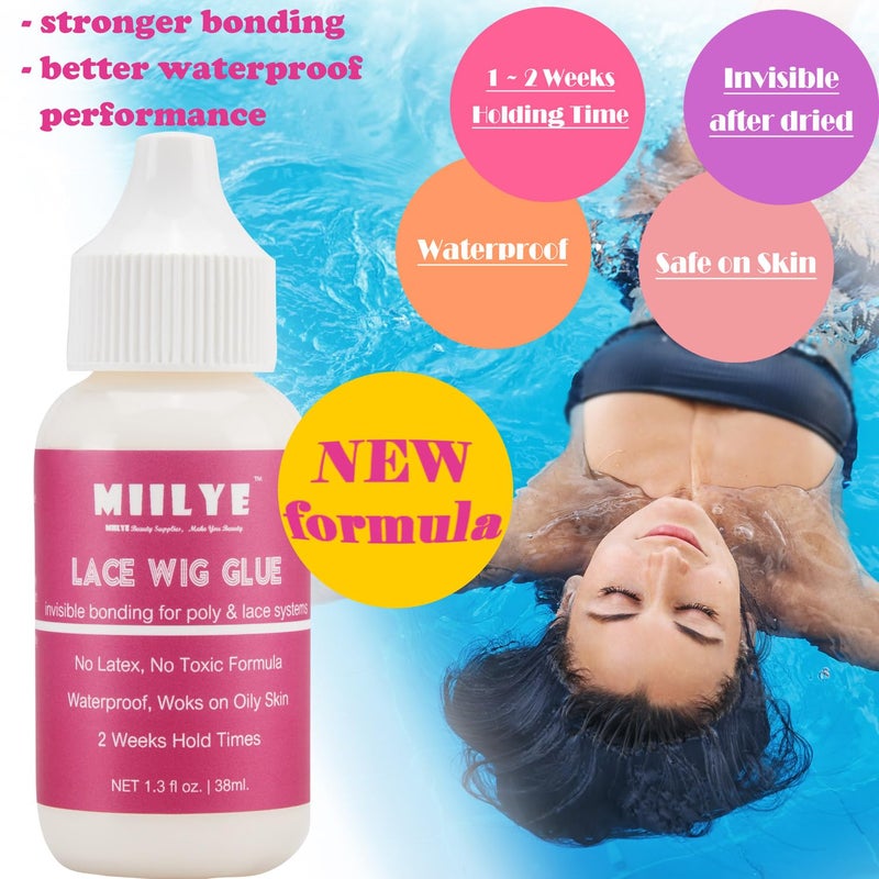 MIILYE Wig Adhesive Glue, Invisible Waterproof MIILYE Hair Replacement Bonding Glue, Strong Hold for Lace Front Wig and Poly Hairpieces, Toupee, Cosmetic Hair Systems (Wig Glue for Lace Front Wig 1.3 fl oz) - Image 4