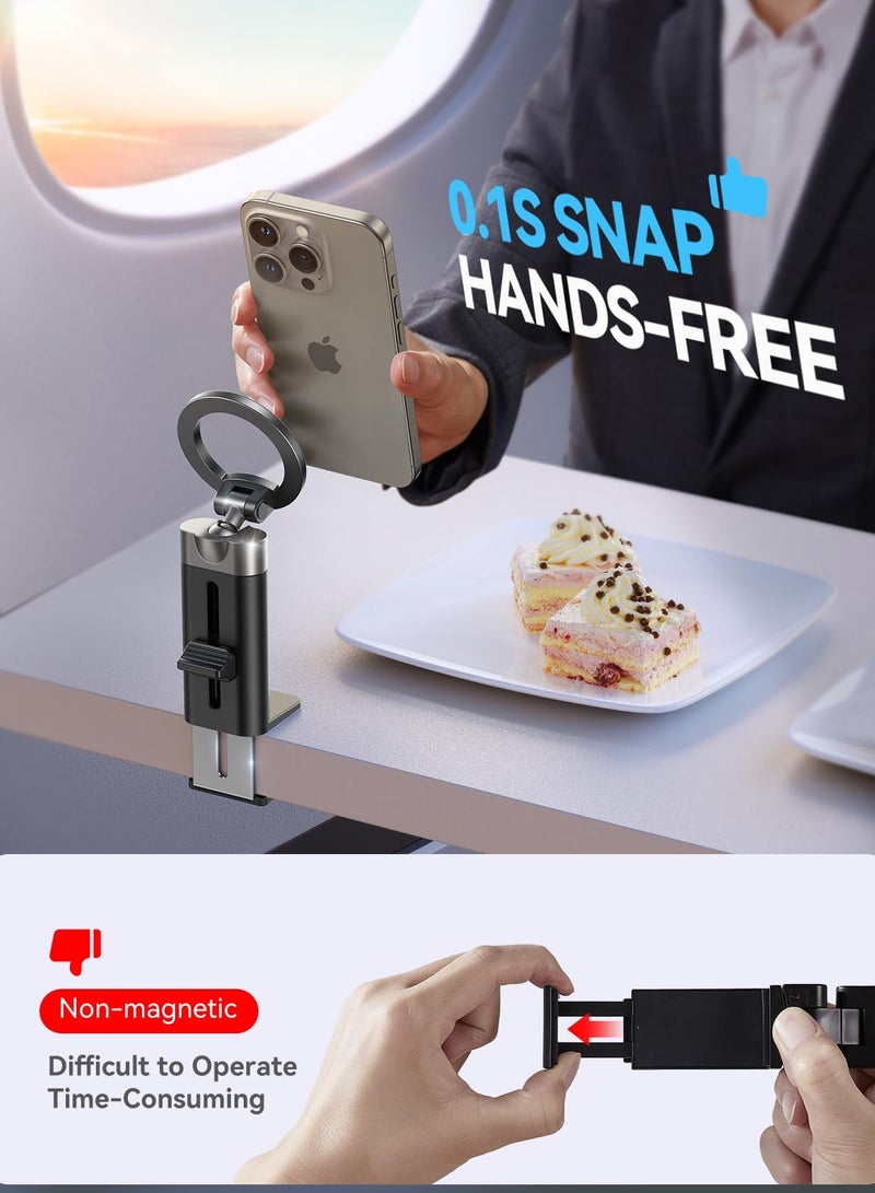 كاست ويف حامل هاتف Magsafe للطائرة، أساسيات السفر، ملحقات طائرة عالمية بدون استخدام اليدين، ملحقات السفر الضرورية، حامل هاتف للطائرة لهواتف iPhone 15/14/13/12/، Galaxy S24/23 - Image 5