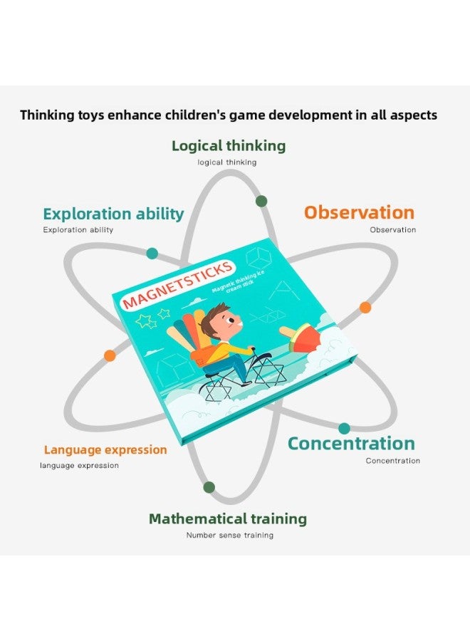 لغز عصا كعكة الثلج المغناطيسية، تعليم الطفولة المبكرة، التفكير المنطقي التعليمي، التدريب على بناء المساحة الهندسية، ألعاب خشبية - اللون: عصا الآيس كريم المغناطيسية - Image 5
