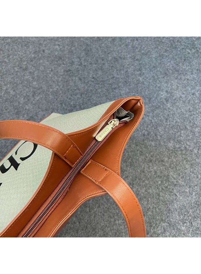 Chloe Chloé Tote Bag: Beige and Brown Color - Block with Branded Pouch - Image 3