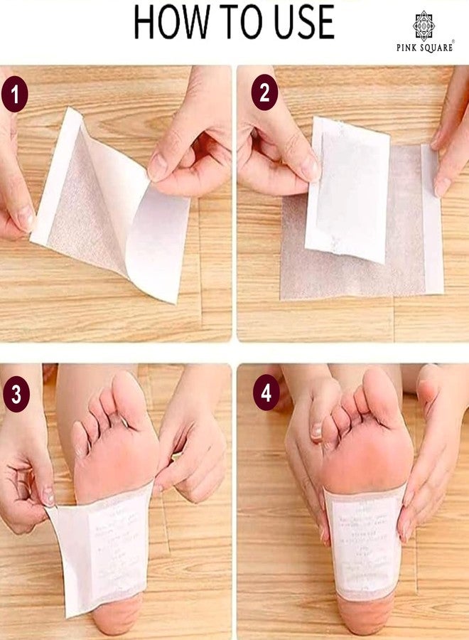 Pink Square Natural Cleaning Detox Foot Patches, Pain Free Foot Pads for Stress Relief Sleep, Remove Toxins Cleansing Detox Foot Patches Kit for Release Body 10 Patches Pack of 4 - Image 3