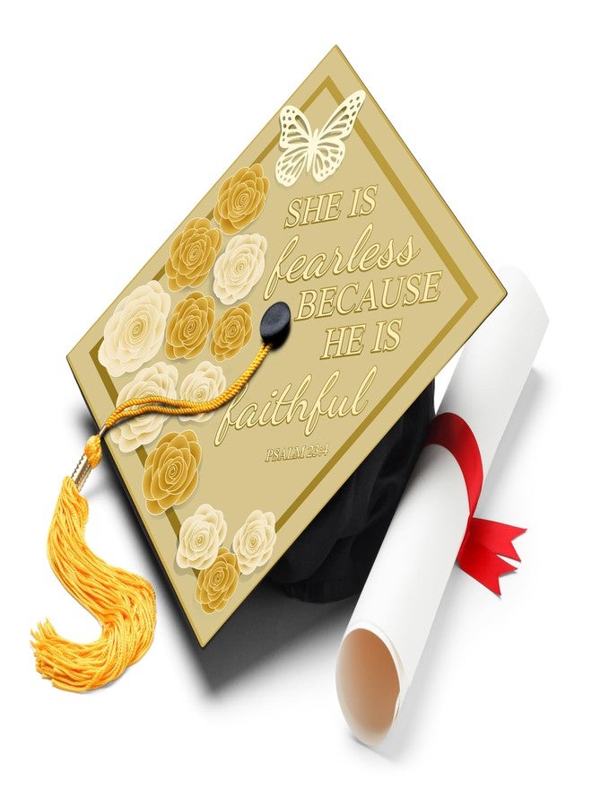ADVANSYNC She Is Fearless Because He Is Faithful Graduation Cap Topper - Image 1