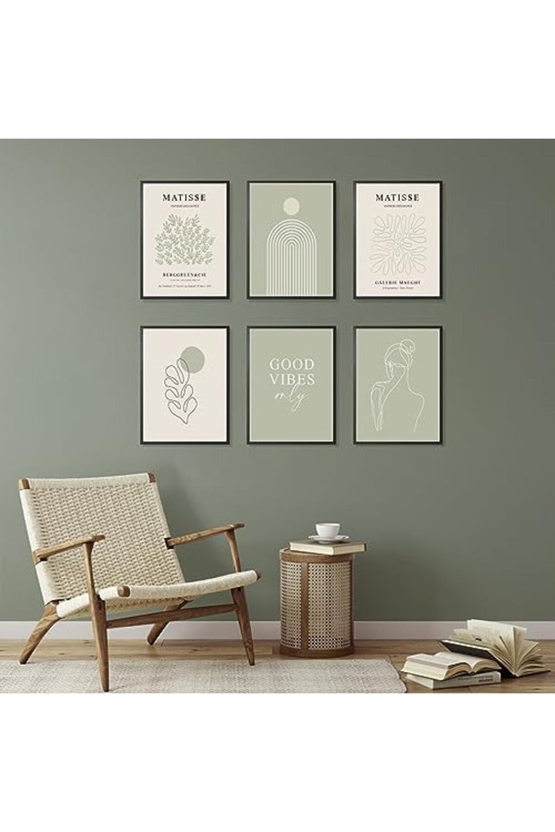 KBKBART Sage Green Matisse Wall Art Prints, Abstract Matisse Wall Art Exhibition Posters, Minimalist Women Body Line Art Leaf Boho Art Prints, Matisse Paintings Pictures for Aesthetic Room, Bedroom, Living - Image 5