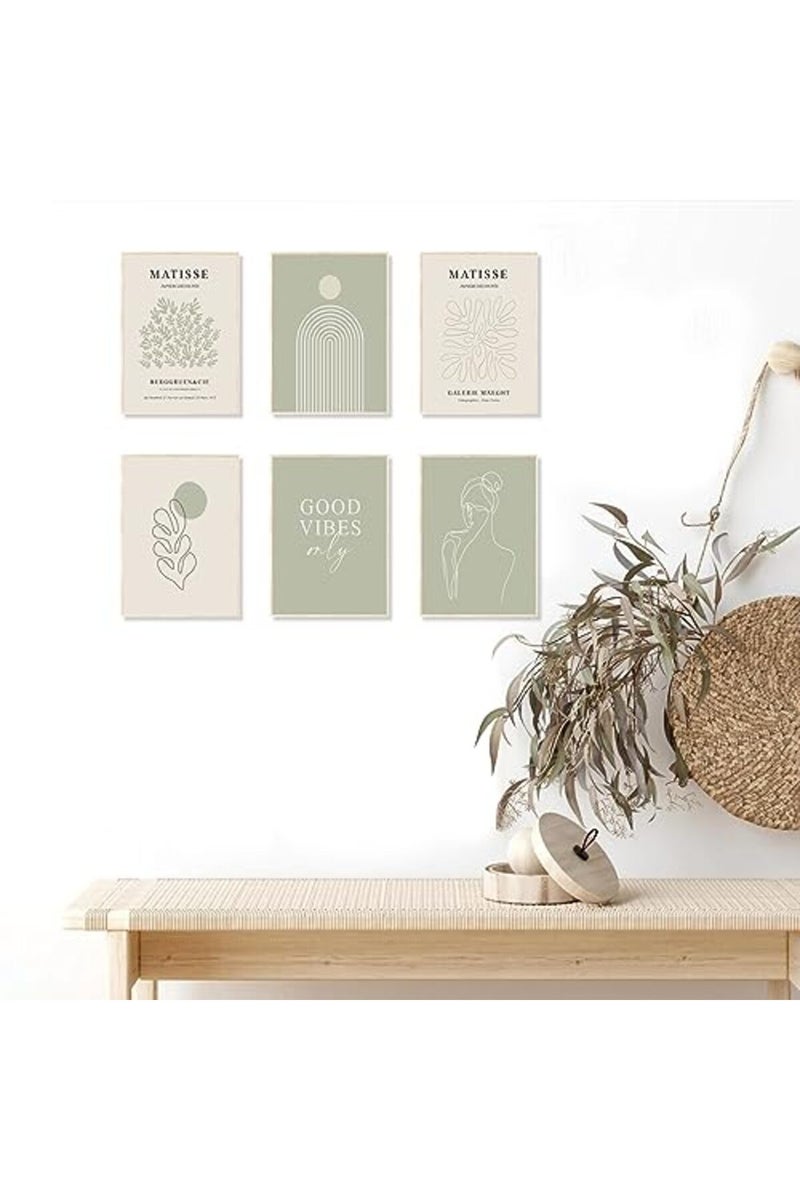 KBKBART Sage Green Matisse Wall Art Prints, Abstract Matisse Wall Art Exhibition Posters, Minimalist Women Body Line Art Leaf Boho Art Prints, Matisse Paintings Pictures for Aesthetic Room, Bedroom, Living - Image 2