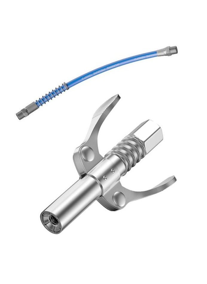 Grease Gun Coupler Grease Gun Tip Quick Lock And Release Lube  Fittings Dual Handle Grease Nozzle Coupler 12000 PSI With 30Cm Hose - Image 1