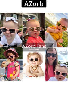 AZorb Baby Sunglasses with Adjustable Strap Polarized Sun Glasses Bendable Flexible Newborn UV Protection for Kids Toddler Infant Boys Girls Age 0-3 Pink  - Image 3